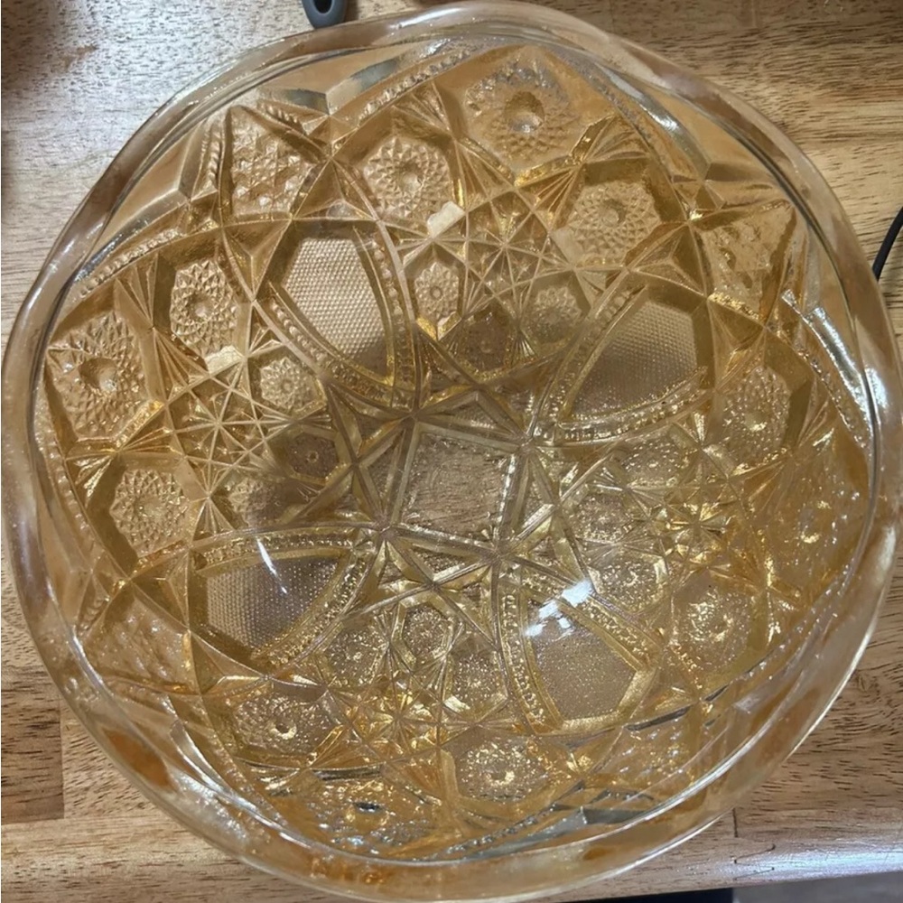 Vintage marigold carnival glass bowl